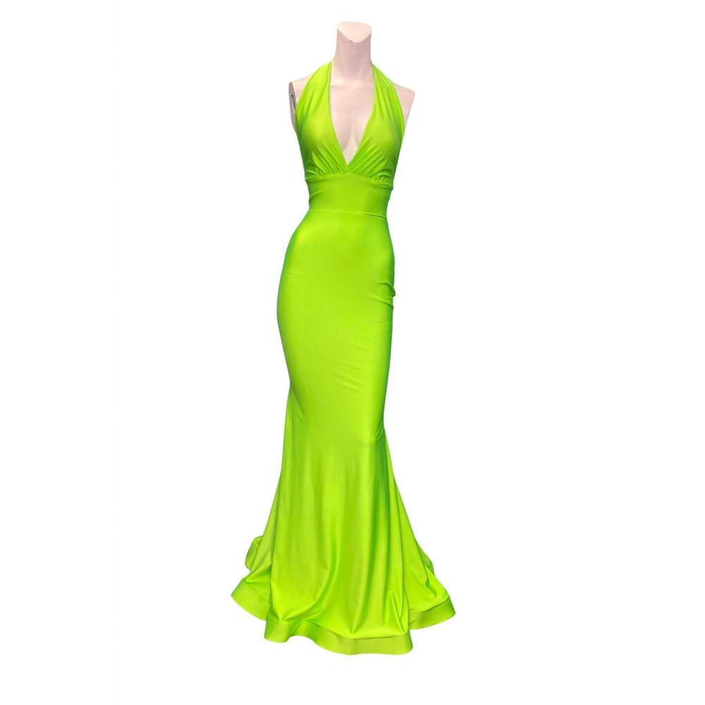 NEW JESSICA ANGEL women's evening gown in neon lime green